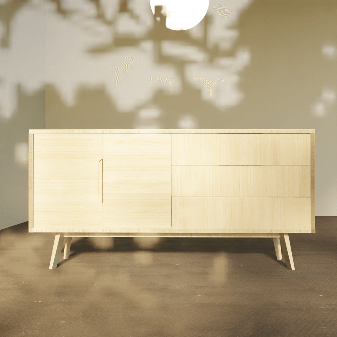 Massieve bamboe plaat — front-aanzicht Licht caramel